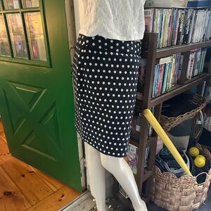 Banana Republic navy and White, pola dot Pencil Skirt Knee-Length